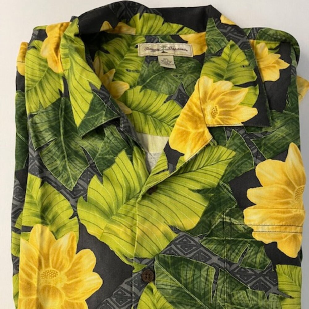 Tommy Bahama 100% Silk Hawaiian Print Mens Short Sleeve Shirt Size:XXL: Vintage